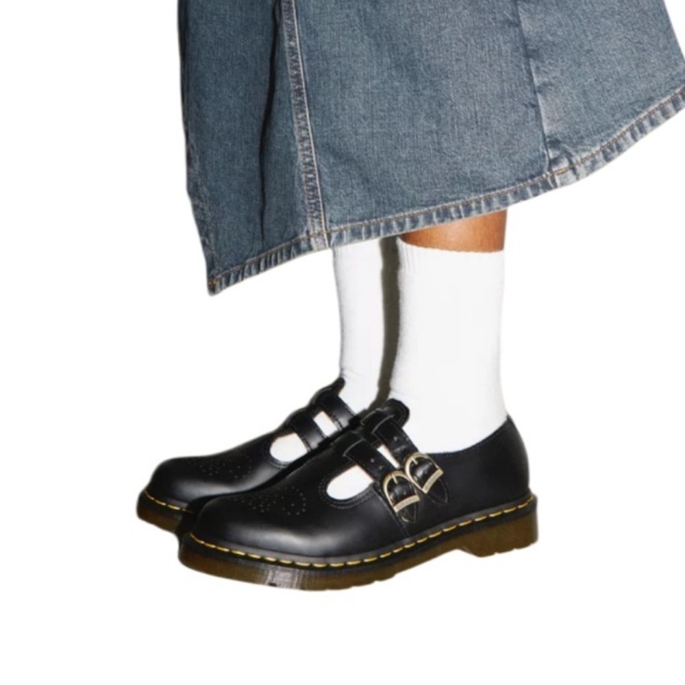 Dr.Martens Smooth Black Leather Double Buckle Mary Jane Shoes